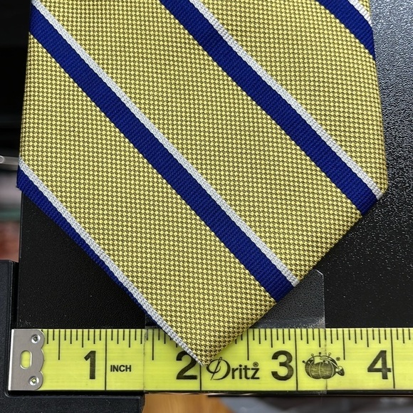 Lauren Ralph Lauren Gold Blue Striped Silk Neck Tie - Picture 9 of 9